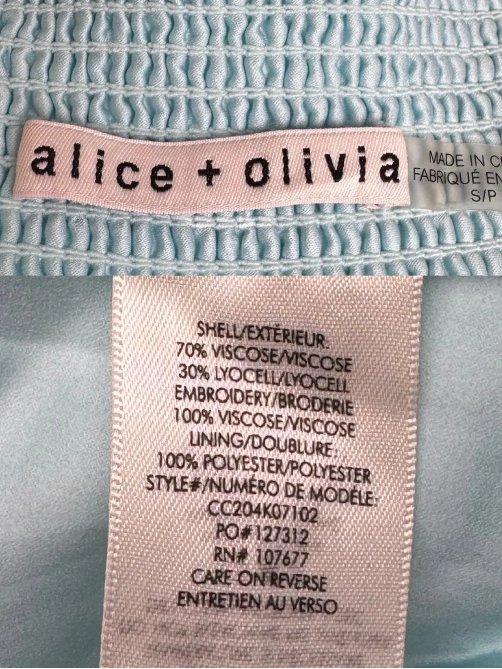 Alice + Olivia Russell High Waisted Eyelet Pant in Powder Blue Small